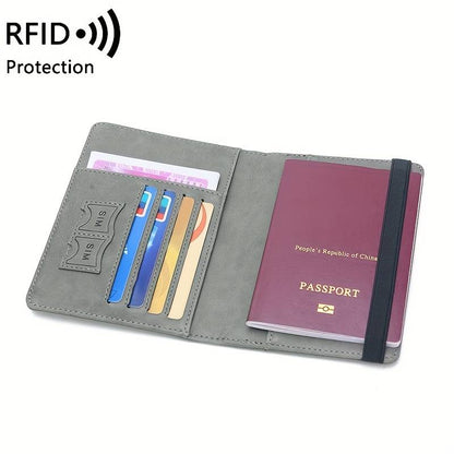 Slim RFID Leather Travel Passport Wallet with Card Slots