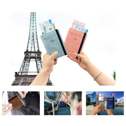 Slim RFID Leather Travel Passport Wallet with Card Slots