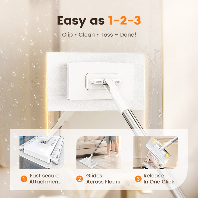 Disposable Dust Mop with 4 Reusable Cloths