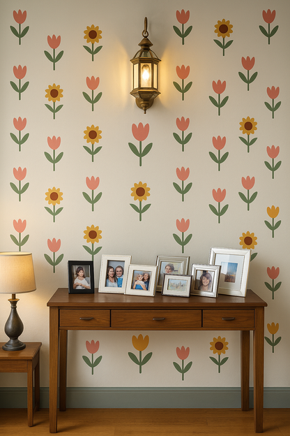DIY High Quality Tulip & Sunflower Wall Stickers ( imported )