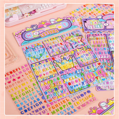 Kawaii Alphabet Puffy Sticker Set