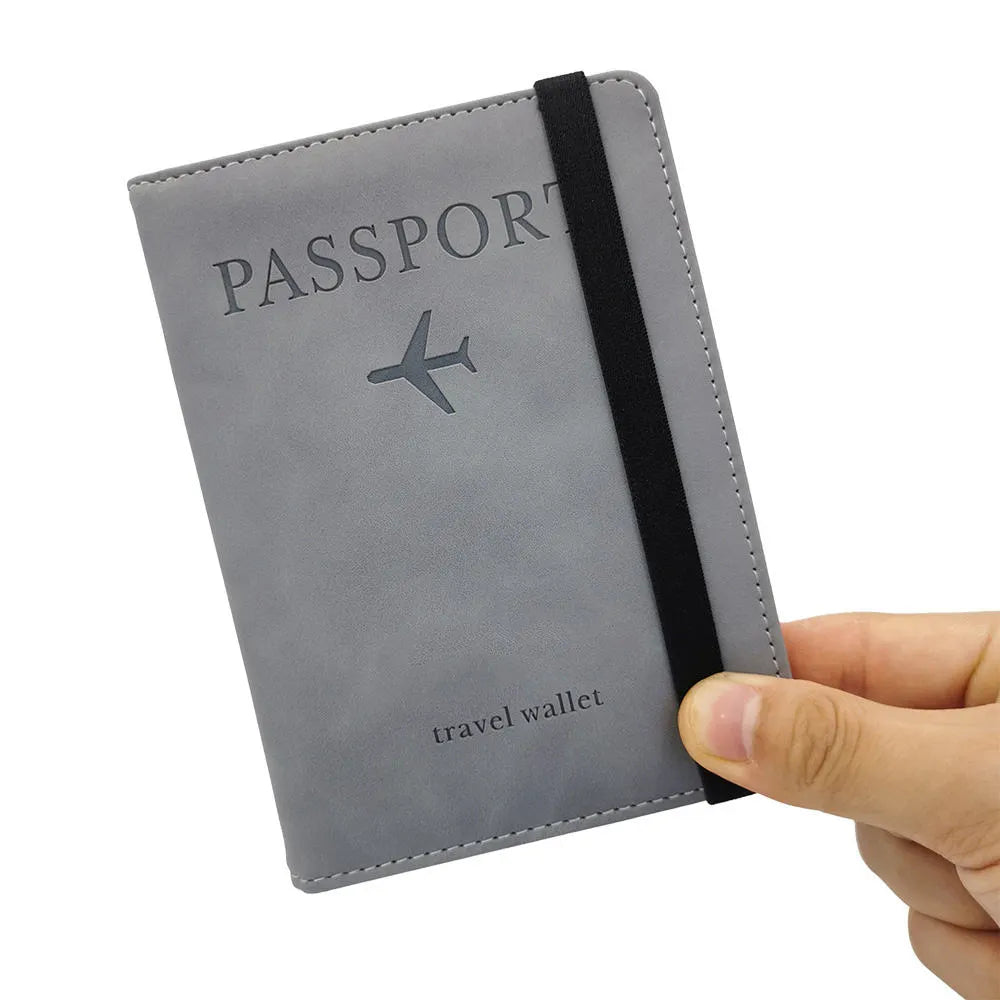 Slim RFID Leather Travel Passport Wallet with Card Slots