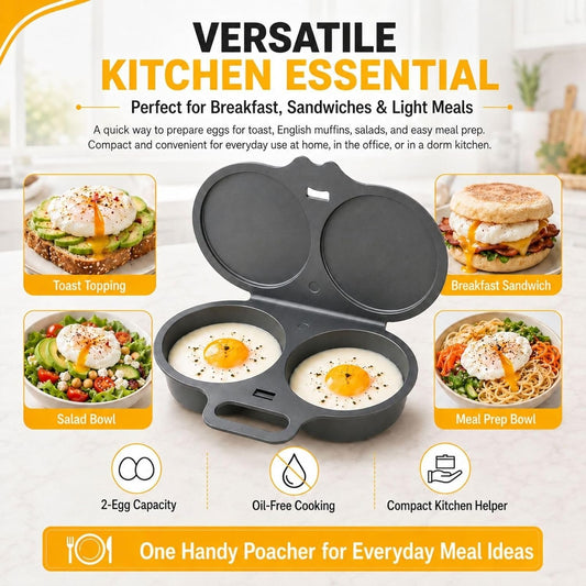 🍳 EasyCook™ Double Egg Poacher – Restaurant Style Eggs At Home