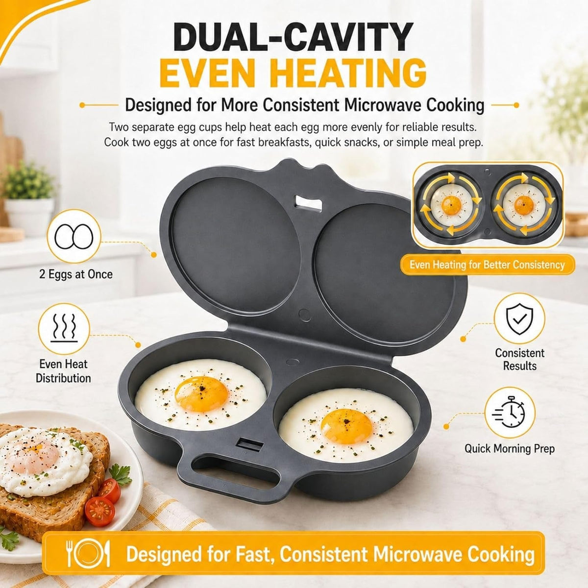🍳 EasyCook™ Double Egg Poacher – Restaurant Style Eggs At Home