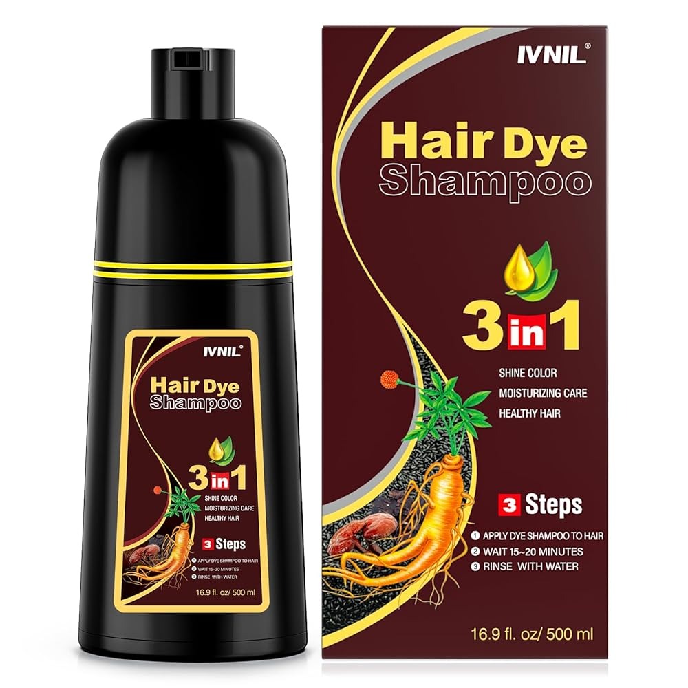3 In 1 Instant Dye Shampoo For Women/Men Hair Color For Grey Coverage