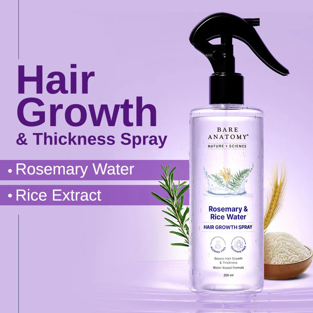 Rosemary & Rice Water Spray For Natural Hair Growth & Hair Thickness